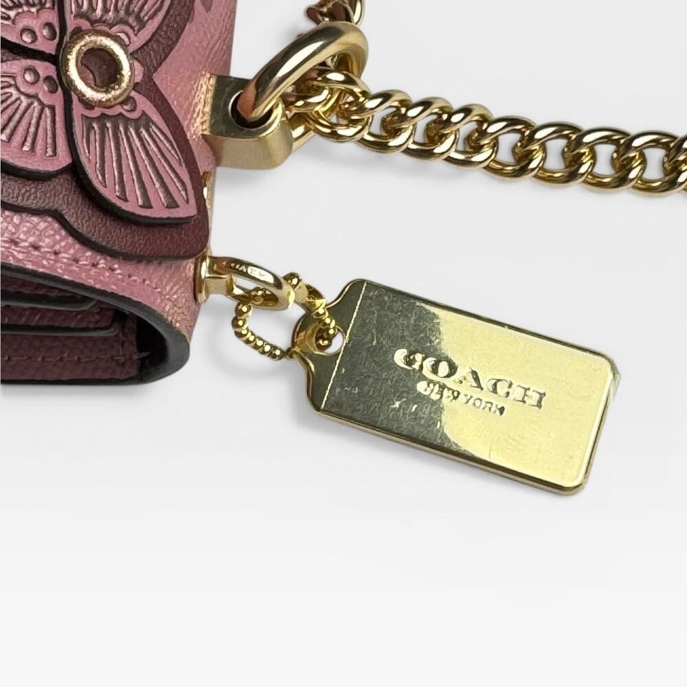 Authentic Coach Klare Butterfly Tea Rose Appliqué Chain Crossbody NWT Rare - Picture 8 of 10